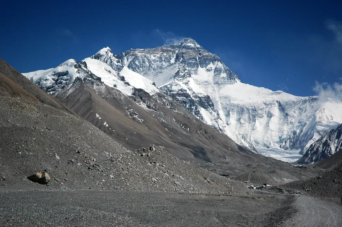 The north face of Mount Everest from the Rongbuk valley in Tibet on Everest climbing tours